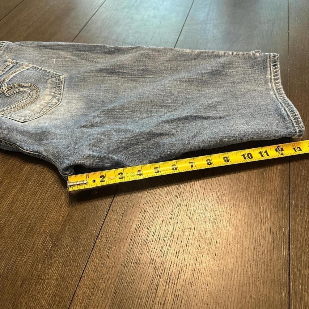 Faded blue denim shorts